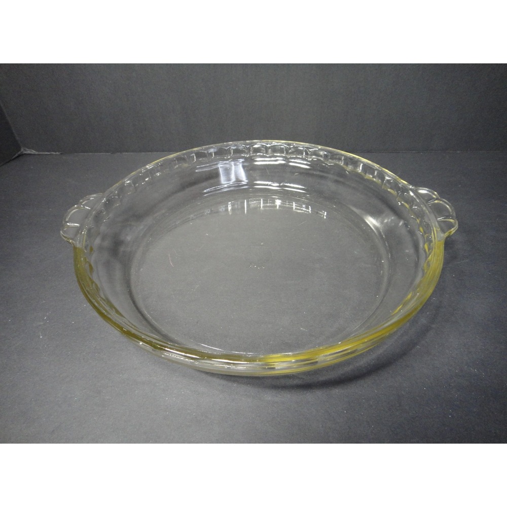 Vintage Pyrex #229 B-66 Clear Glass 9.5" Scalloped Rim Pie Plate with Handles